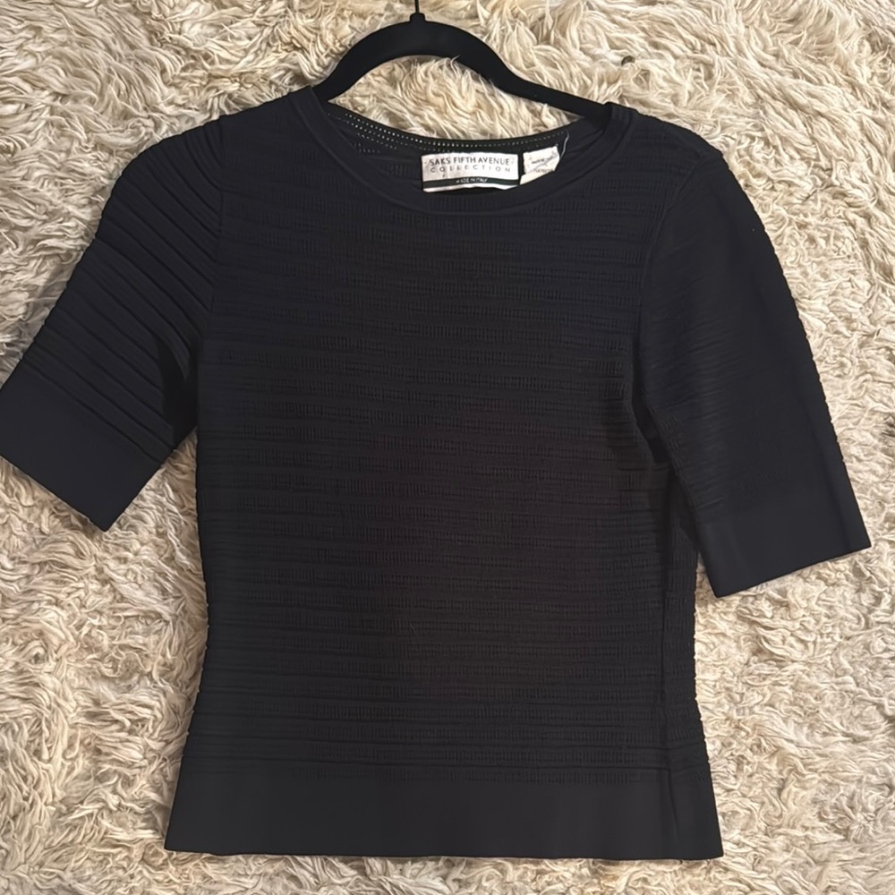 Fitted Black Ribbed Short Sleeve Tee